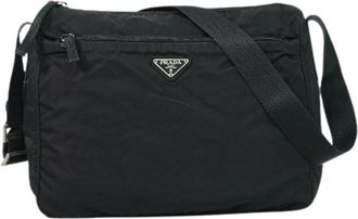 Prada Pre-owned Cross Body Bags, unisex, Black, Size: ONE SIZE Pre-owned Front zip messenger bag