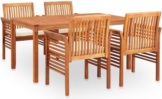 vidaXL Set Comedor De Jard&iacute;n 5 Pzas Y Cojines Madera Maciza De Acacia Vidaxl