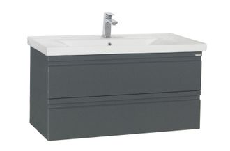 ebuy24 Vcm 2 Piezas Lavabo Gabinete Lavabo 100 Cm Juego De Muebles De Ba&ntilde;o Con Lavabo Cajones Sin Manos Conjunto Completo Silora Xl (antracita)