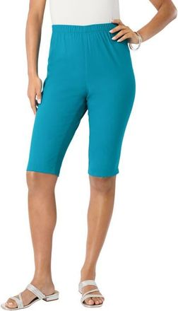 Roaman's Plus Size Comfort Stretch Bermuda Jean Short in Deep Turquoise at Nordstrom, Size 36
