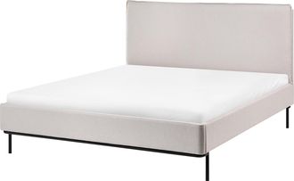 Beliani Cama Con Somier Con Cabecero Moderna Tapizado De Tela De Poli&eacute;ster Beige Claro 140 X 200 Cm Corio