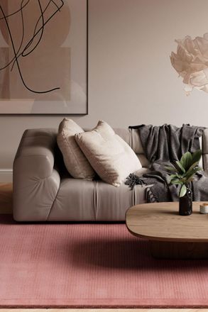 Kukoon Natural Wool Plush Deep Pile Area Rug Beige, Grey, Green in Pink | Size: 190 cm x 280 cm