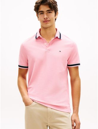 Tommy Hilfiger Mens Regular Fit Tipped Wicking Polo - Pink - XXXL
