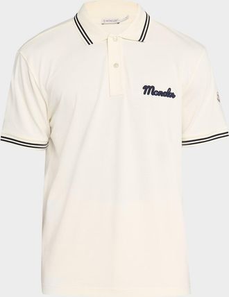 Moncler Mens Logo Script Short Sleeve Polo