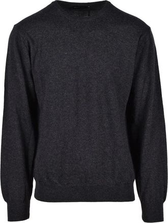 Spadalonga Grey Heathered Wool-Blend Pullover Sweater