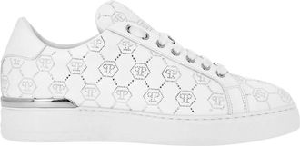 Philipp Plein Lo-Top Sneakers Monogram - unisex - Sneakers - Wit - 41 EU - Leer - Schoenen
