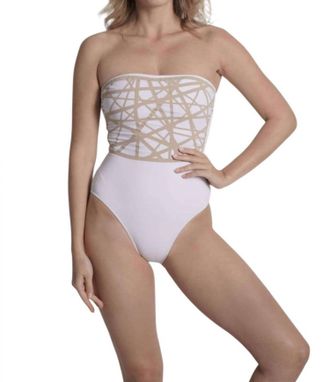 Sauipe Swimwear Strapless Bathing Suit In White Bandeau