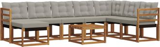 vidaXL Conjunto De Sof&aacute;s De Exterior 9 Uds. Natural Y Gris Claro Vidaxl