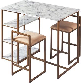 Teamson Home Teamson Home - Mesa De Comedor Con 2 Sillas M&aacute;rmol Falso Madera Marmo Vnf-00084