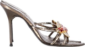 Rene Caovilla Ren&eacute; Caovilla Versierde Muilezelsandalen in Zilveren Leer