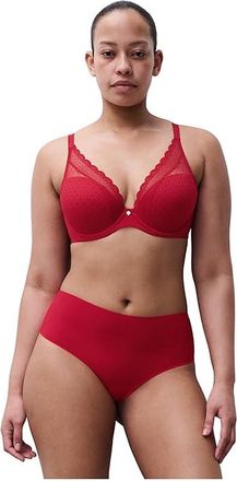 Chantelle Norah Chic Plunge T-Shirt Bra Womens Bra Poppy Red : 36C, Elastane/Lace/Nylon