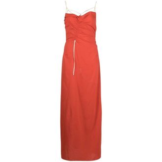 Jacquemus La Robe Gaua Lange Jurk - Dames - Maxi kleedjes - Rood - 2XS - Katoen - Kleedjes