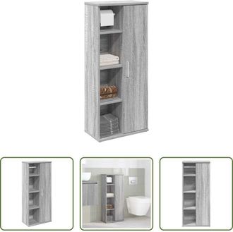 vidaXL Mobile da bagno - Mobile da Bagno con Portarotolo Grigio Sonoma 39x22x90 cm