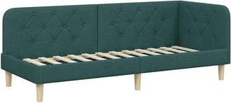 vidaXL Corner Bed Frame with Headboard Dark Green 80 x 200 cm Fabric vidaXL