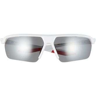 Nike Gale Force 71mm Sunglasses in White/Silver Flash at Nordstrom Rack