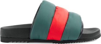 Gucci Web Stripe padded slides - women - Fabric/Nylon/Demetra/Rubber - 36 - Green