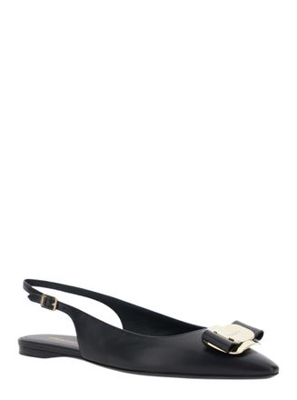 Ferragamo Black Slingback Ballet Flats
