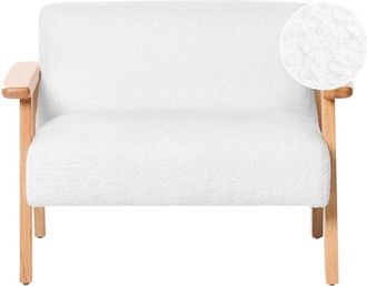 Beliani Kids Sofa White Boucle Upholstered with Armrests Modern 1-Seater Toddler Couch LALMO