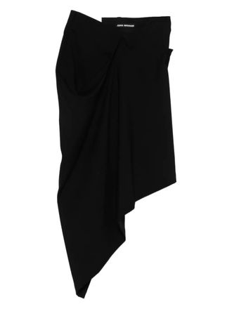 Junya Watanabe asymmetric draped skirt - women - Wool/Polyurethane - M - Black