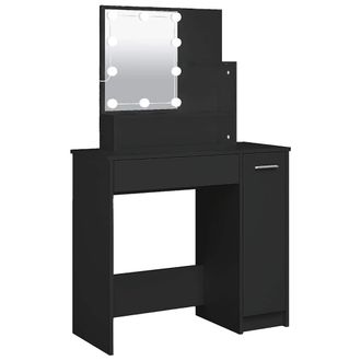 vidaXL Tocador Con Led Negro 86,5x35x136 Cm Vidaxl