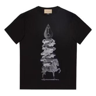 Gucci Cotton Jersey Printed T-shirt Black 771758-XJGIC-1152