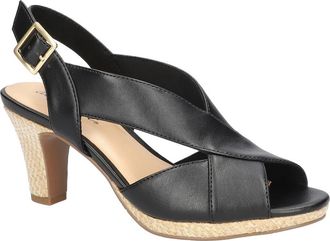 Easy Street Christy Sandal in Black With Natural Woven at Nordstrom Rack, Size 7.5