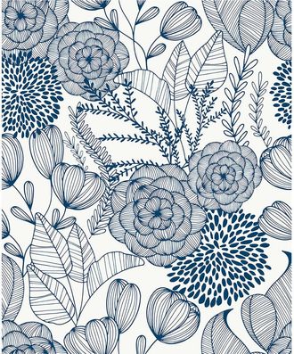 WallPops Navy Secret Garden Peel & Stick Wallpaper in Blue at Nordstrom Rack