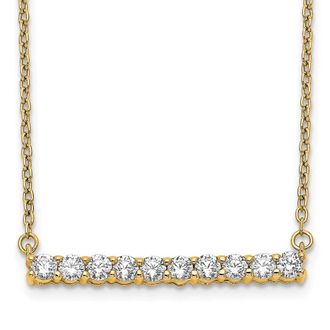 Diamond2Deal 14K Gold 1/2 Ct Lab Grown Diamond Bar Pendant Necklace Clarity VS, Color G-H