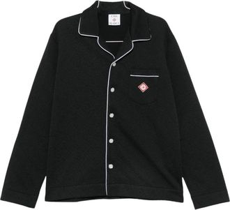 Casablanca Overhemden, Heren, Zwart, L, Satijn, Monogram Pyjama Zijde Satijnen Shirt