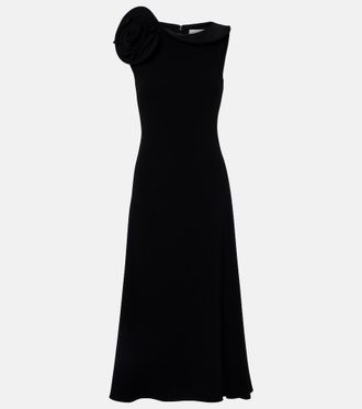 Roland Mouret Floral-appliqu&eacute; cr&ecirc;pe midi dress