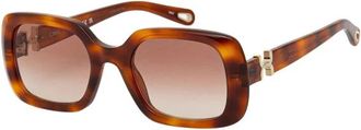 Chlo&eacute; Rechthoekige Zonnebril - Dames - Zonnebrillen - Bruin - 53 MM - Accessoires