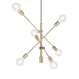 QAZQA Retro/vintage L&aacute;mpara Colgante Art Deco Lat&oacute;n 6 Luces - Sydney Acero Alargada Adecuado Para Led Max. 6 X 40 Watt - Qazqa