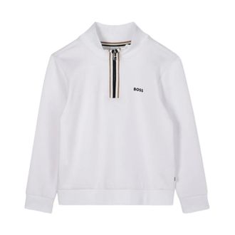 HUGO BOSS White Jumper with Zip Fastening - male - Hugo - Kids Sweatshirts - White - 14 Y - Kids