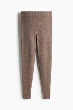 H&M Feinstrick-Leggings - Dunkelbeigemeliert