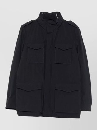Herno parka jacket high collar epaulettes pockets