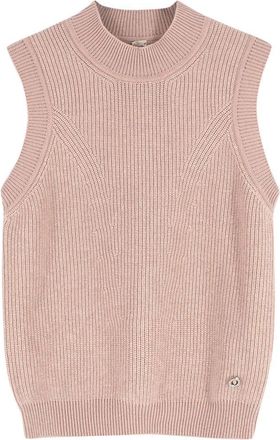 Herm&egrave;s Blush Pink Ribbed Cashmere Sleeveless Jumper Size S