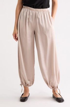 Renee C Tie Hem Satin Pants in Beige at Nordstrom Rack, Size X-Small