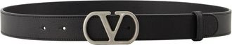 Valentino Garavani Zwarte leren VLogo riem - Heren - Riemen - Zwart - 105 CM - Leer - Accessoires