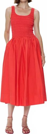 Pistola Denim Alessia Smocked Drop Waist Midi Dress In Red