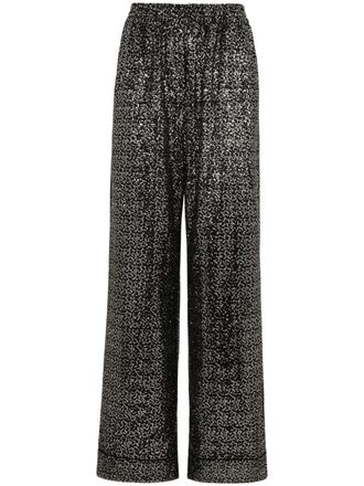 Dolce & Gabbana Pantaloni a gamba ampia con paillettes - Nero