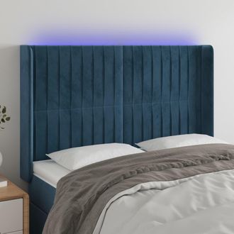 vidaXL Cabecero Con Led De Terciopelo Azul Oscuro 147x16x118/128 Cm Vidaxl