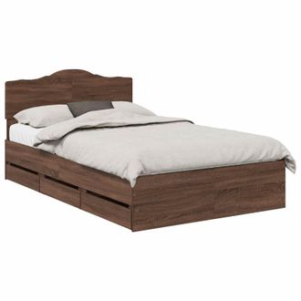 vidaXL Estructura De Cama Roble Marr&oacute;n 135 X 190 Cm Madera Ingenieril Vidaxl