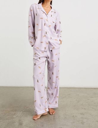 Rails Luna Pajama Set In Rose Stripe Cats