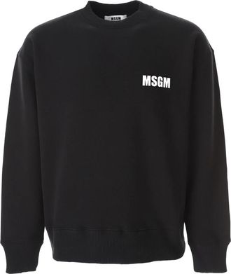 Msgm Badge Sweatshirt - Heren - Sweatshirts - Zwart - L - Katoen - Hoodies & sweatvesten