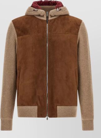 Brunello Cucinelli suede and cashmere hooded bomber jacket