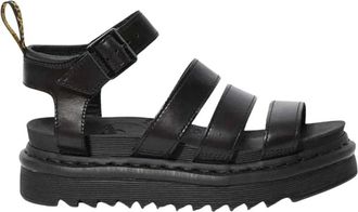 Dr. Martens Gladiator sandaal met sleehak en enkelband - Dames - Sandalen - Zwart - 36 EU - Leer - Schoenen
