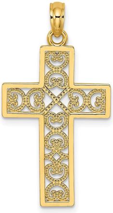 Diamond2Deal 14k Yellow Gold Polished Square Cross with Heart Design Charm Pendant
