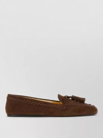 Prada suede loafers tassel detail moccasin stitching