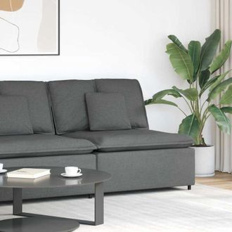 vidaXL Sof&aacute; Modular Con M&oacute;dulo Central Y Cojines Gris Oscuro 100 Cm Vidaxl
