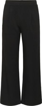 Soaked In Luxury Elastische Taille Straight-Leg Zwarte Broek - Dames - Wijde Broeken - Zwart - L - Broeken